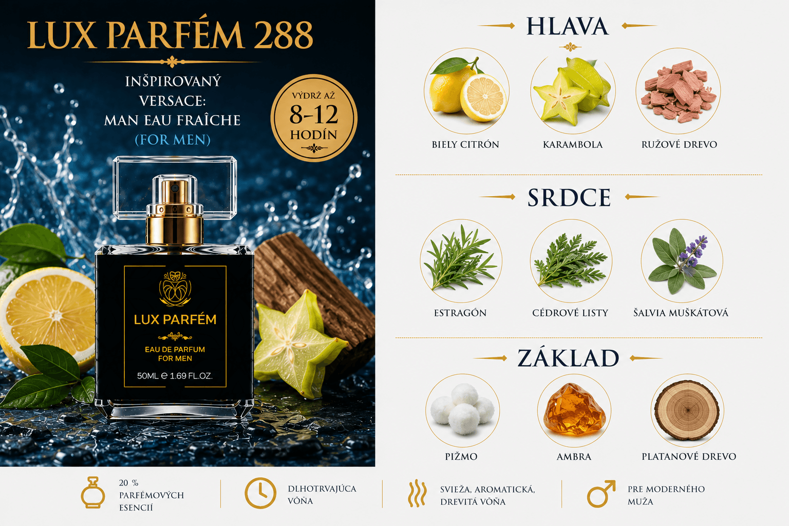 Lux Parfém 288 – Inšpirovaný Versace: Man Eau Fraîche